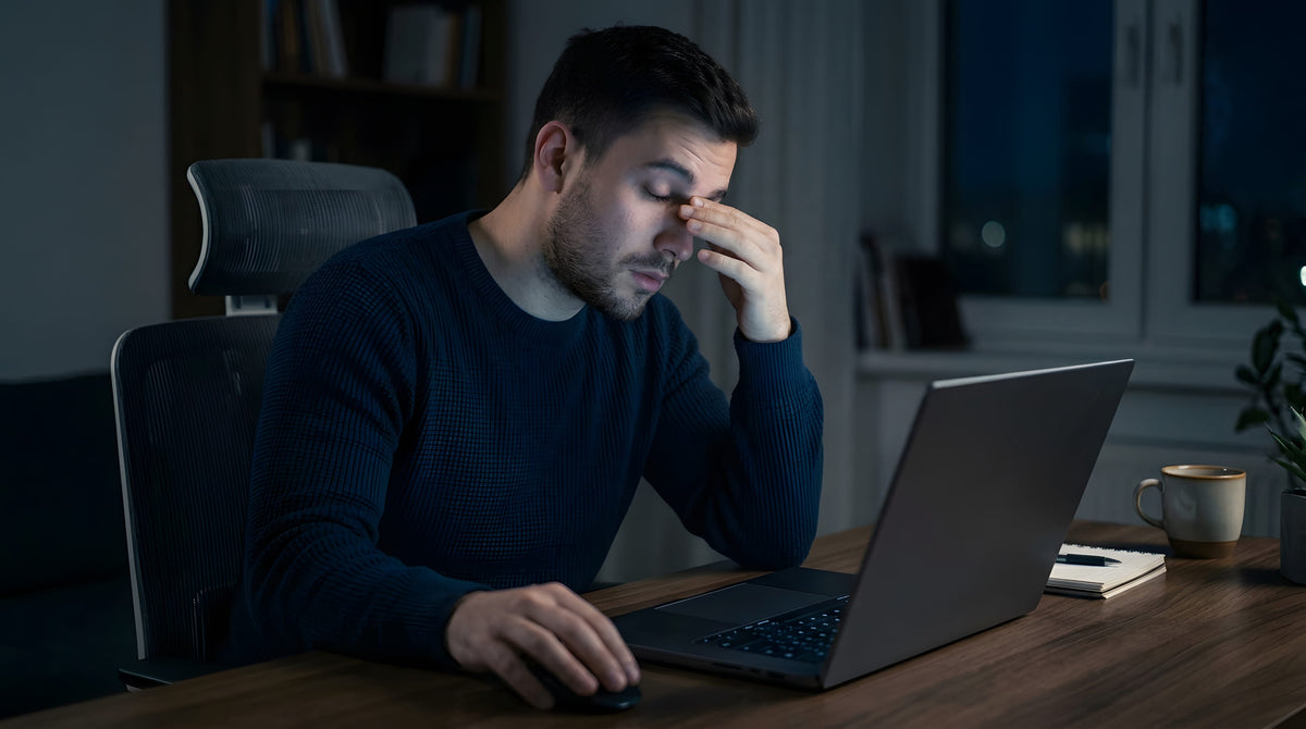 Person working late at a desk